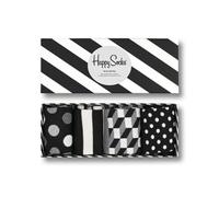 Happy Socks Unisex Set van 4 klassieke zwarte witte sokken cadeauset Socken, Schwarz-Weiß, 41-46 EU