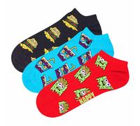 Happy Socks Unisex Sneaker-Socken, 3er Pack - Low Socks, Muster, Farbmix Smelly Food 36-40