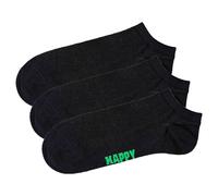 Happy Socks Unisex Sneaker-Socken, 3er Pack - Solid Socks Low, Baumwollmischung, einfarbig Schwarz 41-46