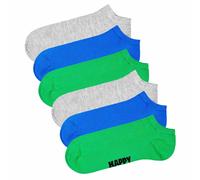 Happy Socks Unisex Sneaker-Socken, 6er Pack - Solid Socks Low, Baumwollmischung, einfarbig Grau/Blau/Grün 36-40
