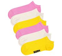 Happy Socks Unisex Sneaker-Socken, 6er Pack - Solid Socks Low, Baumwollmischung, einfarbig Pink/Weiß/Gelb 36-40