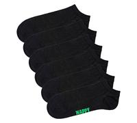 Happy Socks Unisex Sneaker-Socken, 6er Pack - Solid Socks Low, Baumwollmischung, einfarbig Schwarz 41-46