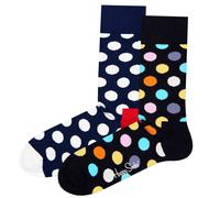 Happy Socks Unisex Socken, 2er Pack - Classic Crew, Organic Cotton, Farbmix Big Dot 2 / 41-46 41-46 Schwarz