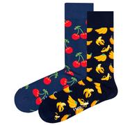 Happy Socks Unisex Socken, 2er Pack - Classic Crew, Organic Cotton, Farbmix Cherry / 41-46 41-46 Schwarz