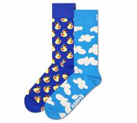 Happy Socks Unisex Socken, 2er Pack - Classic Crew, Organic Cotton, Farbmix Rubber Duck and Cloudy 41-46