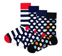 Happy Socks Unisex Socken, 4er Pack - Classic Crew, Organic Cotton, Farbmix Big Dot 36-40