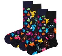 Happy Socks Unisex Socken, 4er Pack - Classic Crew, Organic Cotton, Farbmix Dog-Cat 41-46
