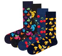 Happy Socks Unisex Socken, 4er Pack - Classic Crew, Organic Cotton, Farbmix Dog-Cherry 41-46