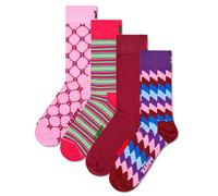 Happy Socks Unisex Socken, 4er Pack - Graphic Socks, Geschenkbox, Streifen, Baumwollmischung 36-40 Mehrfarbig