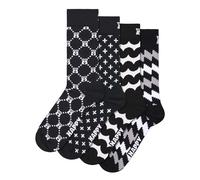Happy Socks Unisex Socken, 4er Pack - Graphic Socks, Geschenkbox, Streifen, Baumwollmischung Schwarz/Weiß / 36-40 36-40 Mehrfarbig