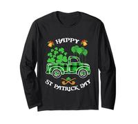 Happy St. Patrick Day Truck Buffalo Plaid Kleeblatt Herren Damen Langarmshirt