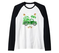 Happy St. Patrick Day Truck Buffalo Plaid Kleeblatt Herren Damen Raglan