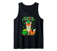 Happy St. Patrick's Day Fox Shamrocks Coins Lover Kids Tank Top