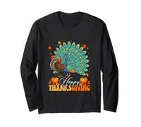 Happy Thanksgiving Truthahn umarmt Pfauenliebhaber Bauer Kinder Langarmshirt