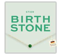 happymaker - Geburtsstein Kette, vergoldete Silberkette 925 mit echtem Edelstein, grüner Onyx als Geburtsstein Mai, Sternzeichen Stier, handgefertigt in Deutschland, Geschenkverpackung
