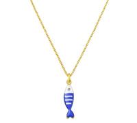 happymaker - Maritimer Schmuck Damen, filigrane Halskette Damen mit Fisch Anhänger, 18K vergoldete Edelstahlkette, größenverstellbar, wasserfest, handmade in Deutschland