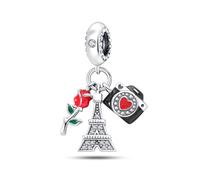 HappyStar 925 Sterling Silber Charms, Geeignet für Pandora Charms Armbänder für Frauen, Dangle Anhänger, Bead Charms für Damen, I LOVE MOM Geschenke zum Muttertag