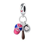 HappyStar 925 Sterling Silber Charms, Geeignet für Pandora Charms Armbänder für Frauen, Dangle Anhänger, Bead Charms für Damen, I LOVE MOM Geschenke zum Muttertag