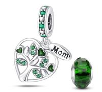 HappyStar 925 Sterling Silber Charms, Geeignet für Pandora Charms Armbänder für Frauen, Dangle Anhänger, Bead Charms für Damen, I LOVE MOM Geschenke zum Muttertag