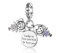 HappyStar 925 Sterling Silber Charms, Geeignet für Pandora Charms Armbänder für Frauen, Dangle Anhänger, Bead Charms für Damen, I LOVE MOM Geschenke zum Muttertag