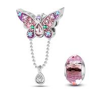 HappyStar 925 Sterling Silber Charms, Geeignet für Pandora Charms Armbänder für Frauen, Dangle Anhänger, Bead Charms für Damen, I LOVE MOM Geschenke zum Muttertag