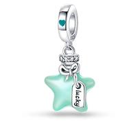 HappyStar 925 Sterling Silber Charms, Geeignet für Pandora Charms Armbänder für Frauen, Dangle Anhänger, Bead Charms für Damen, I LOVE MOM Geschenke zum Muttertag