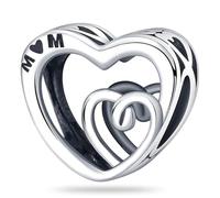 HappyStar 925 Sterling Silber Charms, Mom Love You Always Beads Charms, geeignet für Pandora Charms Armbänder für Frauen, Dangle Anhänger, Bead Charms für Damen, I LOVE MOM Geschenke zum Muttertag