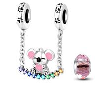 HappyStar 925 Sterling Silber Charms, Mom Love You Always Beads Charms, geeignet für Pandora Charms Armbänder für Frauen, Dangle Anhänger, Bead Charms für Damen, I LOVE MOM Geschenke zum Muttertag