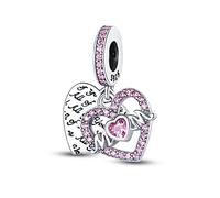 HappyStar 925 Sterling Silber Mom Love You Always Beads Dangle Anhänger für Pandora Charms Armbänder für Damen, I LOVE MOM Geschenke zum Muttertag