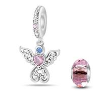 HappyStar 925 Sterling Silber Mom Love You Always Beads Dangle Anhänger für Pandora Charms Armbänder für Damen, I LOVE MOM Geschenke zum Muttertag