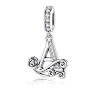 HappyStar 925 Sterling Silber Rose Letter Charms Alphabet Initial Bead Charm Anhänger fit Armband damen Schmuck Geschenk