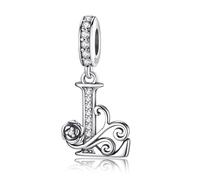 HappyStar 925 Sterling Silber Rose Letter Charms Alphabet Initial Bead Charm Anhänger fit Armband damen Schmuck Geschenk