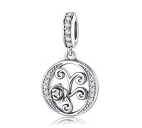 HappyStar 925 Sterling Silber Rose Letter Charms Alphabet Initial Bead Charm Anhänger fit Armband damen Schmuck Geschenk