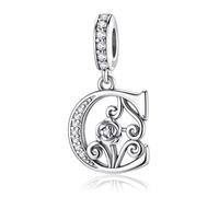 HappyStar 925 Sterling Silber Rose Letter Charms Alphabet Initial Bead Charm Anhänger fit Armband damen Schmuck Geschenk