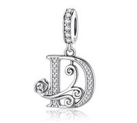 HappyStar 925 Sterling Silber Rose Letter Charms Alphabet Initial Bead Charm Anhänger fit Armband damen Schmuck Geschenk