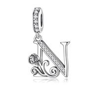 HappyStar 925 Sterling Silber Rose Letter Charms Alphabet Initial Bead Charm Anhänger fit Armband damen Schmuck Geschenk