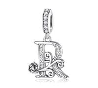 HappyStar 925 Sterling Silber Rose Letter Charms Alphabet Initial Bead Charm Anhänger fit Armband damen Schmuck Geschenk