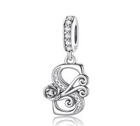 HappyStar 925 Sterling Silber Rose Letter Charms Alphabet Initial Bead Charm Anhänger fit Armband damen Schmuck Geschenk