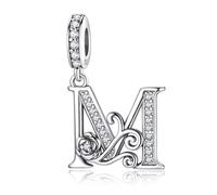 HappyStar 925 Sterling Silber Rose Letter Charms Alphabet Initial Bead Charm Anhänger fit Armband damen Schmuck Geschenk