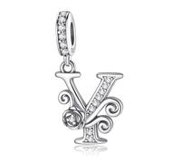 HappyStar 925 Sterling Silber Rose Letter Charms Alphabet Initial Bead Charm Anhänger fit Armband damen Schmuck Geschenk