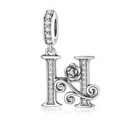 HappyStar 925 Sterling Silber Rose Letter Charms Alphabet Initial Bead Charm Anhänger fit Armband damen Schmuck Geschenk