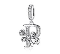 HappyStar 925 Sterling Silber Rose Letter Charms Alphabet Initial Bead Charm Anhänger fit Armband damen Schmuck Geschenk