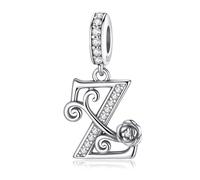 HappyStar 925 Sterling Silber Rose Letter Charms Alphabet Initial Bead Charm Anhänger fit Armband damen Schmuck Geschenk