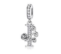 HappyStar 925 Sterling Silber Rose Letter Charms Alphabet Initial Bead Charm Anhänger fit Armband damen Schmuck Geschenk