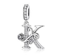 HappyStar 925 Sterling Silber Rose Letter Charms Alphabet Initial Bead Charm Anhänger fit Armband damen Schmuck Geschenk