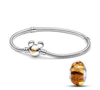 HappyStar armkette damen silber 925, kompatibel mit Pandora Charms, Mickey Mouse Kopf Verschluss armband damen.Geschenke für Teenager-Mädchen, Frauen und Kinder.