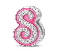 HappyStar Charm Buchstabe A~Z Charms Anhänger Silber 925,12 Zodiac Geburtstag Bead Charms für Damen,Rosa Geschenk,Passend für Pandora Europäische Armbänder und Halsketten