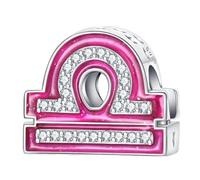 HappyStar Charm Buchstabe A~Z Charms Anhänger Silber 925,12 Zodiac Geburtstag Bead Charms für Damen,Rosa Geschenk,Passend für Pandora Europäische Armbänder und Halsketten