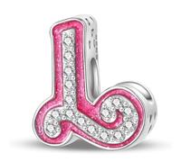 HappyStar Charm Buchstabe A~Z Charms Anhänger Silber 925,12 Zodiac Geburtstag Bead Charms für Damen,Rosa Geschenk,Passend für Pandora Europäische Armbänder und Halsketten