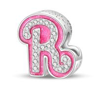 HappyStar Charm Buchstabe A~Z Charms Anhänger Silber 925,12 Zodiac Geburtstag Bead Charms für Damen,Rosa Geschenk,Passend für Pandora Europäische Armbänder und Halsketten